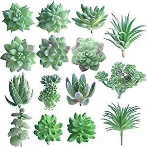 FEPITO 15 Pcs Artificielles Plantes Succulentes Vert sans E…