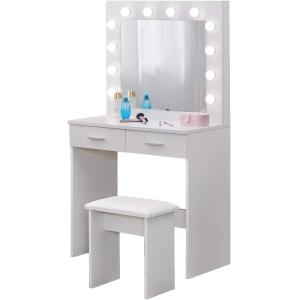 CLIPOP Blanc Coiffeuse Table de Toilette avec lumières LED…