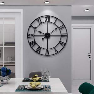 HAITANG Grande Horloge Murale Ronde en métal de Style Vinta…