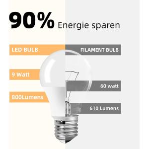 OGADA Ampoule LED E27, 9W Équivalent 60W, 800LM, Blanc Chau…