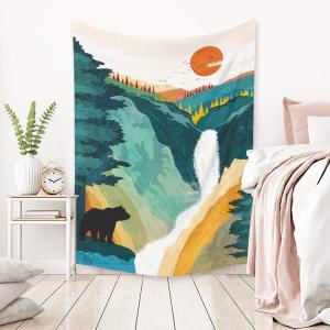 GOENN Tapestries Tapisserie Décor, Montagne Sun Moon Forest…