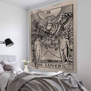 Tapisserie Murales White and Black Tarot Tapestry The Lover…