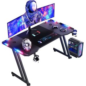 HLONONE 120 x 60cm Bureau Gaming LED, Grande Bureau Gamer a…