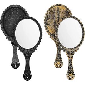 Exbrith 2 Pièces Rétro Motif Poignée Miroir, Miroir à Main…