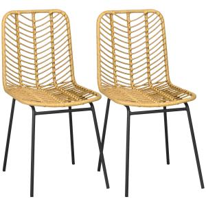 HOMCOM Chaise salle à manger lot de 2 design bohème en rési…