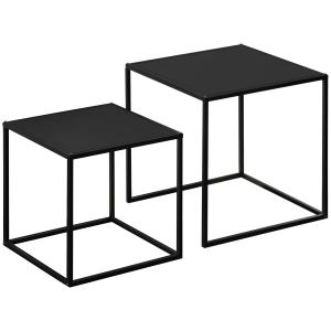 HOMCOM Lot de 2 tables basses tables gigognes carrées style…