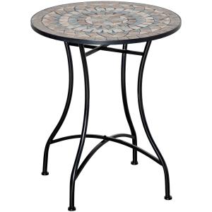 Outsunny Table bistro ronde de jardin plateau mosaïque méta…
