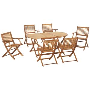 Outsunny Ensemble table à manger ovale et 6 chaises de jard…