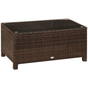 Outsunny Table Basse de Jardin Plateau Verre trempé 5 mm ro…