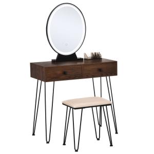 HOMCOM Coiffeuse Table de maquillage moderne - Miroir LED r…