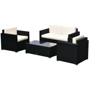 Outsunny Ensemble Salon de Jardin 4 Places Grand Confort Ta…