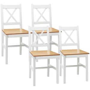 HOMCOM Lot de 4 chaises de salle à manger en bois massif ch…
