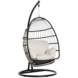 Outsunny Fauteuil œuf suspendu balancelle pliante avec cous…