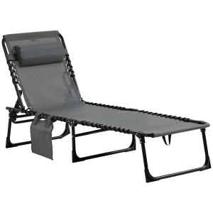 Outsunny Chaise longue pliable dossier inclinable 5 niveaux…