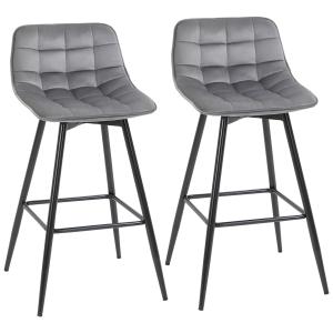 HOMCOM Lot de 2 tabourets chaises de bar design en velours…