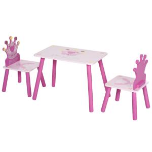 HOMCOM Ensemble table 2 chaises design princesse couronne e…