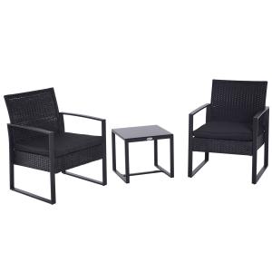 Outsunny Salon de Jardin 3 Pièces 2 Chaises avec Coussins  …