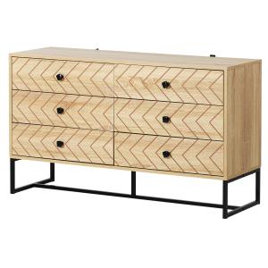 HOMCOM Commode 6 tiroirs meubles de rangement motifs chevro…