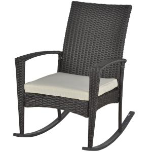 Outsunny Fauteuil à Bascule Rocking Chair avec Coussin d’As…