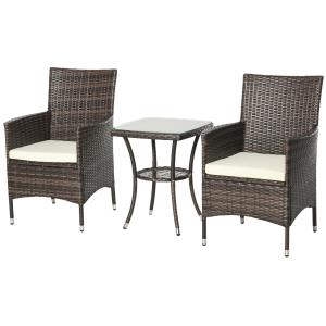 Outsunny Ensemble salon de jardin 2 fauteuils et table bass…
