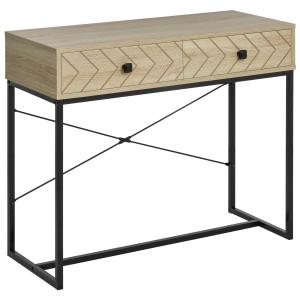 HOMCOM Table console industriel 2 tiroirs bois naturel pied…