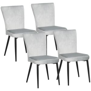 HOMCOM Lot de 4 chaises de salle à manger assise en velours…