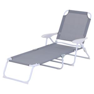 Outsunny Chaise Longue Inclinable Pliable Dossier Réglable…