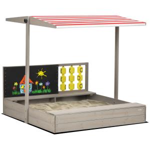 Outsunny Bac à sable carré en bois pour enfants avec bancs…