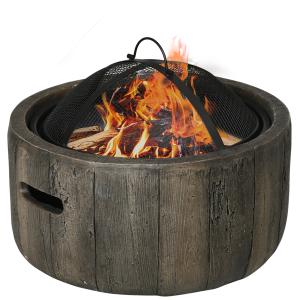 Outsunny Brasero cheminée rond à bois en métal avec tisonni…