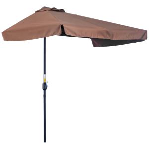 Outsunny Demi parasol de jardin balcon terrasse manivelle t…
