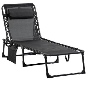 Outsunny Chaise longue pliable inclinable 5 niveaux têtière…