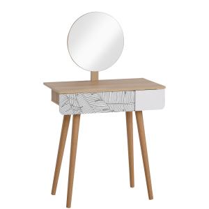 HOMCOM Coiffeuse Table de Maquillage Design scandinave tiro…