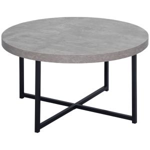 HOMCOM Table basse ronde table basse industrielle effet bét…