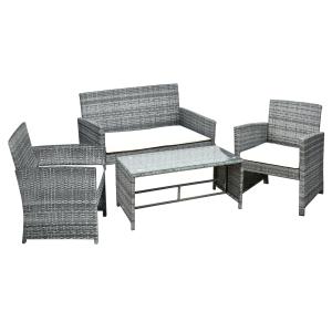 Outsunny salon de jardin 4 places canapé 2 fauteuils et tab…