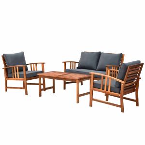 Outsunny Salon de jardin 4 pers. 4 pièces style colonial co…