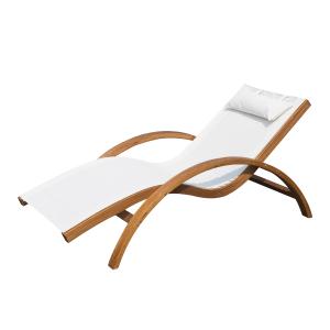 Outsunny Transat chaise longue design style tropical bois m…