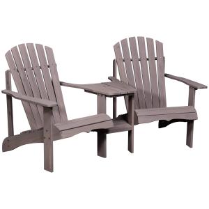 Outsunny Lot de 2 fauteuils Adirondack avec table basse cha…