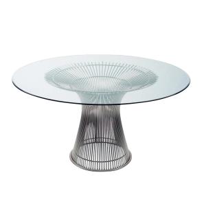 Knoll - Platner Table de salle à manger, nickel poli / verr…