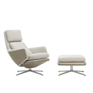 Vitra - Grand Relax Fauteuil & Ottoman, aluminium poli, Nub…