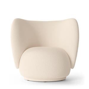 Ferm Living - Rico Lounge Chair, Laine Bouclé blanc cassé