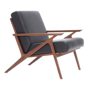Studio Zondag - Jesper Chaise Lounge, noyer / cuir noir