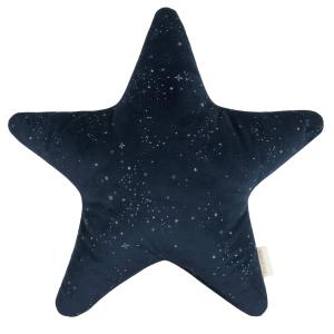 Nobodinoz - Coussin étoile en velours, 40 x 40 cm, night bl…