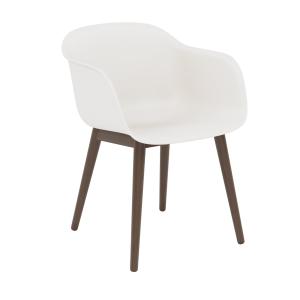 Muuto - Fiber Chair Wood Base, chêne teinté foncé / blanc r…