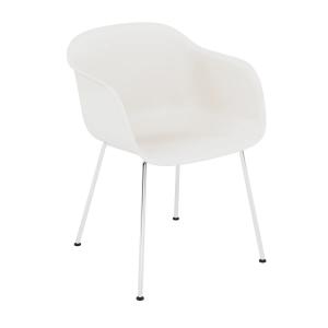 Muuto - Fiber Chair Tube Base , chrome / blanc recyclé