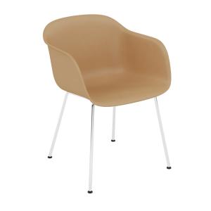 Muuto - Fiber Chair Tube Base , chrome / ocre recyclé