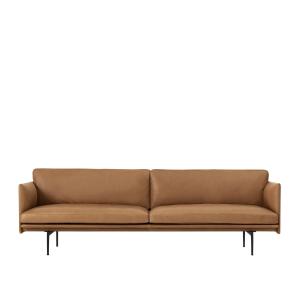 Muuto - Outline Canapé 3 places, cognac Refine Cuir / noir