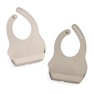 Sebra - Fanto Bavoirs en silicone, jetty beige (lot de 2)