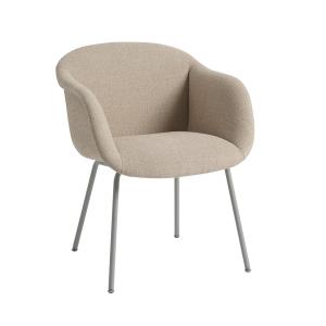 Muuto - Fiber Soft Chaise avec accoudoirs, gris / beige (ti…