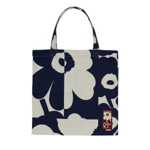 Marimekko - Sac Unikko Kollaasi, lin / marine foncé (60th A…