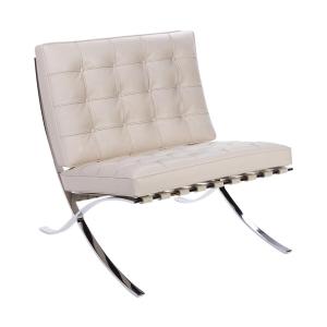 Knoll - Barcelona Fauteuil Relax, chrome / cuir ivoire Vene…